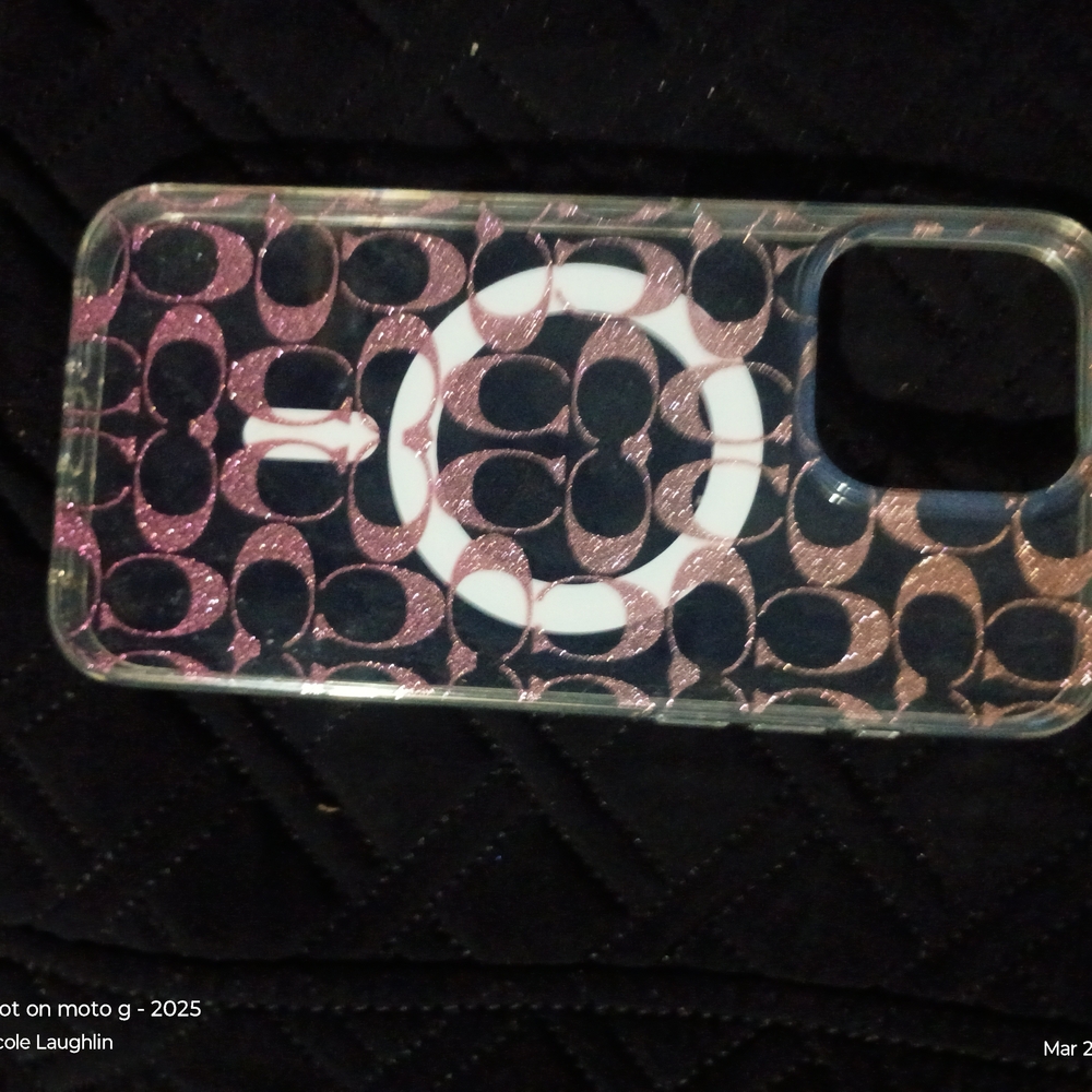 Coach Clear Glitter Logo MagSafe Phone Case - Pink